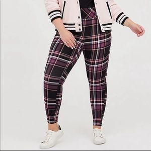PIXIE PANT - LUXE PONTE BURGUNDY PLAID